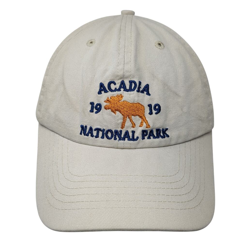 Acadia 1919 National Park Strapback Baseball Cap Beige One Size 6 Panel Sunrise